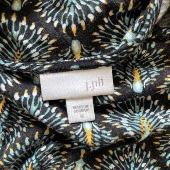 J. Jill Womens Shirt Medium Floral Boho Blouse Tunic Blue Green - Picture 3 of 6